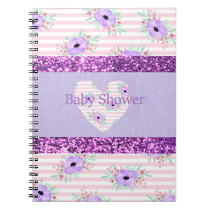 Baby Shower Planner Notebook Purple & Pink Floral