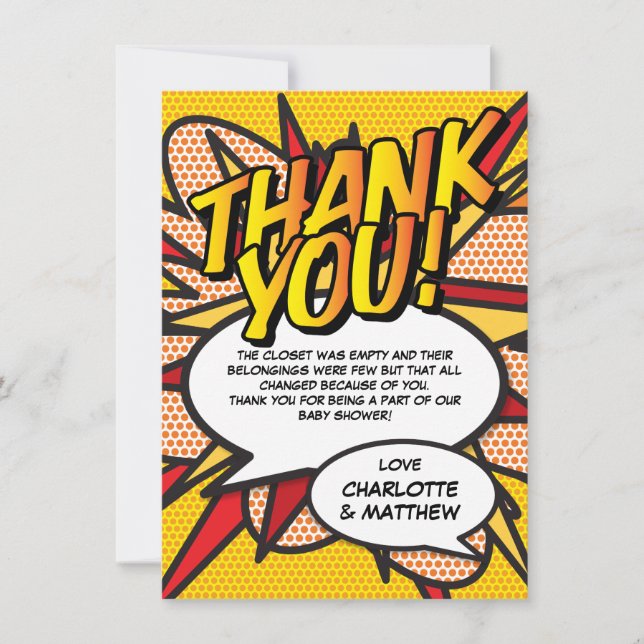 Baby Shower Poem Fun Modern Thank You Card (Front)