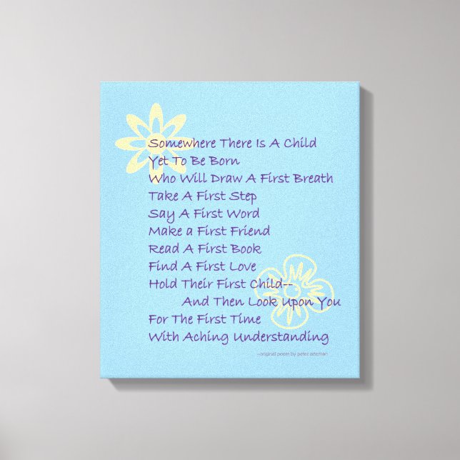 Baby shower Poème Enveloppé toile Imprimer (bleu) (Recto)