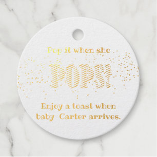 Baby Shower Pop it When She Pops Confetti Favour Tags