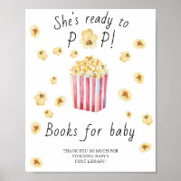 Baby shower Popcorn - livres pour bébé poster
