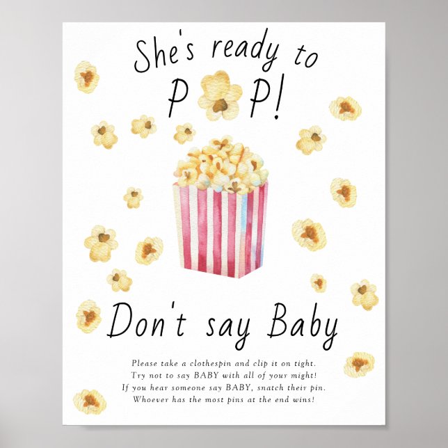 Baby shower Popcorn - Ne pas dire Poster bébé (Devant)