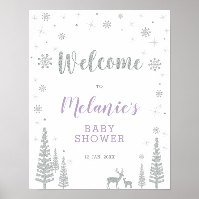 Baby shower pour fille d'hiver, Saupoudrer Affiche (Devant)
