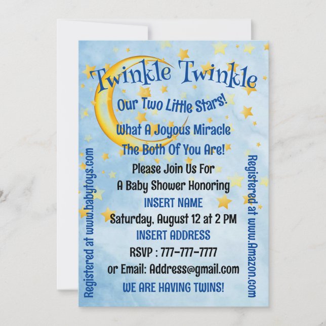 Baby shower Pour Jumeaux, Carte Plat (Devant)