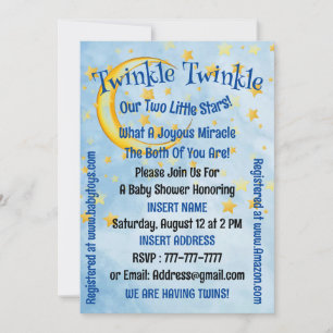 Baby shower Pour Jumeaux, Carte Plat