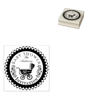 Baby Shower Pram Rubber Stamp