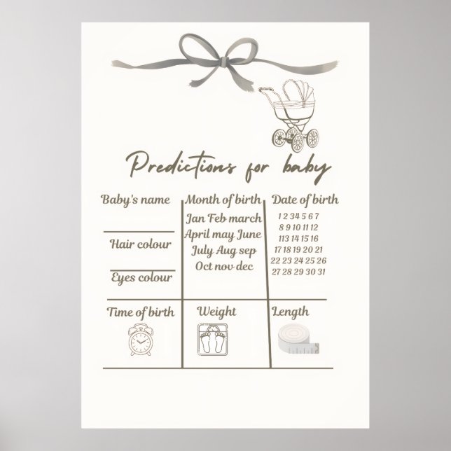 Baby Shower Prediction Game Poster (Front)