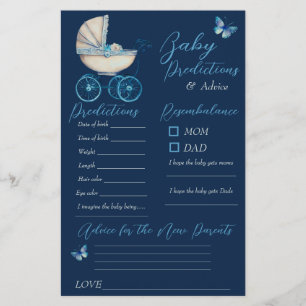 Baby Shower Predictions Advice Card Baby Carriage 