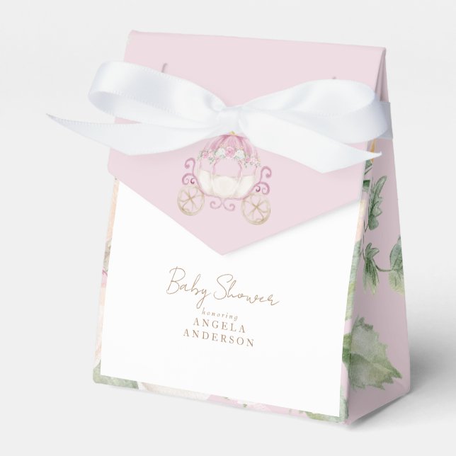 Baby Shower Princess Carriage Favor Box (Front Side)
