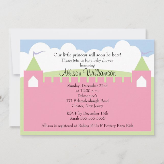 Baby shower Princess Castle Invitation (Devant)