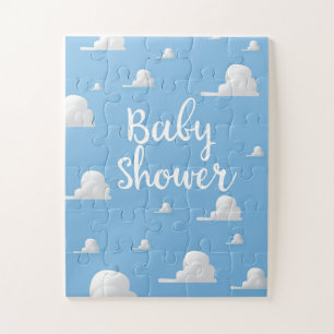 Baby Shower Puffy White Clouds Jigsaw Puzzle