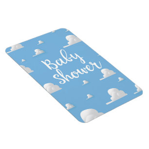 Baby Shower Puffy White Clouds Magnet