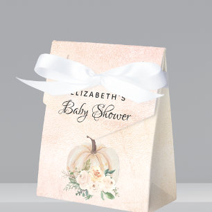 Baby shower pumpkin fall cream rose gold favor box