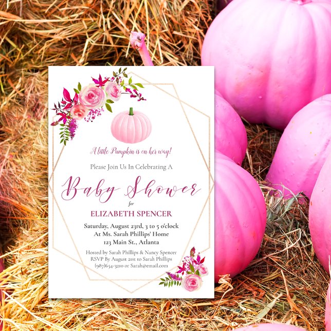 Baby Shower Pumpkin Floral Geometric Invitation (Creator Uploaded)