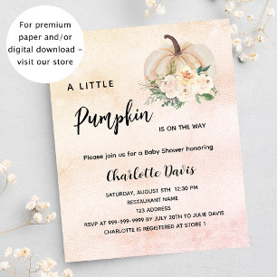 Baby Shower pumpkin flower cream invitation