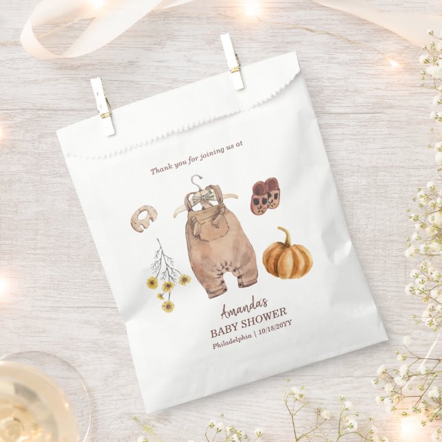 Baby Shower Pumpkin Minimalist Baby Favour Bag (Clipped)