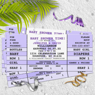 Baby Shower Purple Concert Ticket Invitation