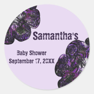 Baby Shower Purple Flowers Floral Baby Girl Classic Round Sticker