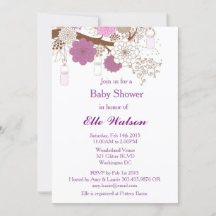 Baby shower Purple Mason Jar, Invitation Fête de l