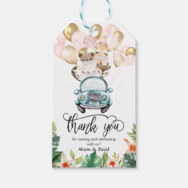 Baby Shower Quarantine Treat Tag | Safari Friends (Front)