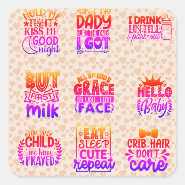Baby Shower Quotes Vinyl Sticker (Front)