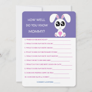 Baby Shower Rabbit, How Well Do You Know Mom Invitation