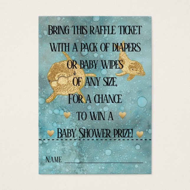 Baby Shower Raffle Ticket/Dolphin Mommy & Baby (Front)