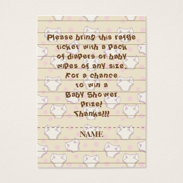 Baby Shower Raffle Ticket/Pink/Build A Library (Front)