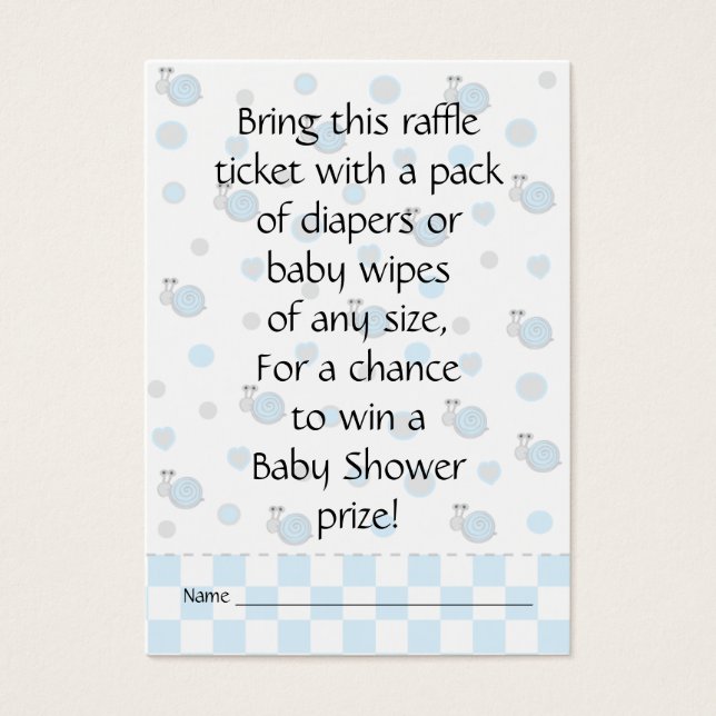 Baby Shower Raffle Ticket/Snips and Snails (Front)