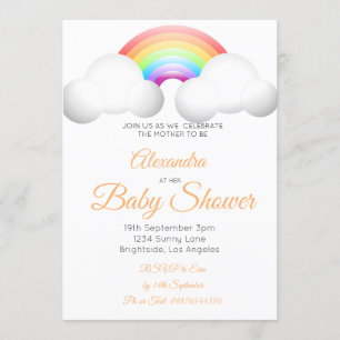 Baby Shower Rainbow Clouds Colourful Invitation