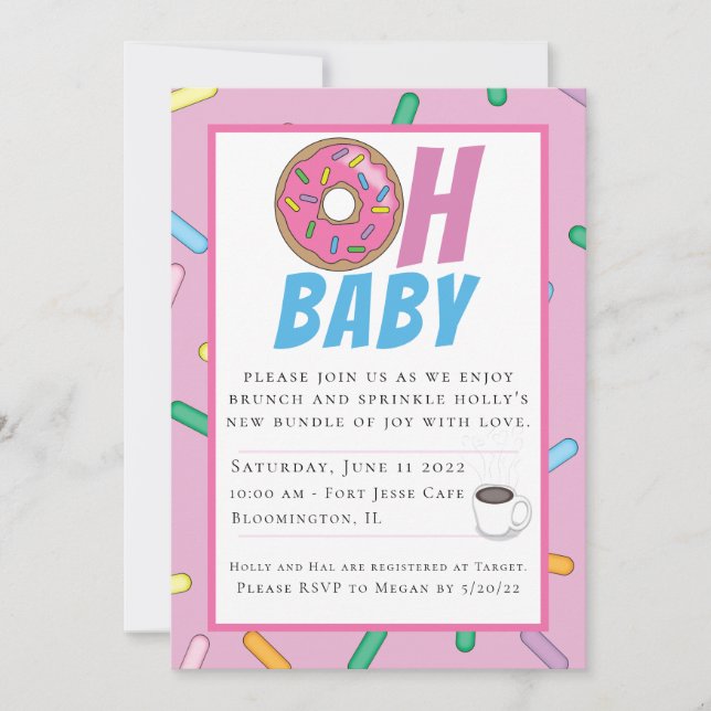 Baby shower Rainbow Sprinkles Brunch Invitation (Devant)