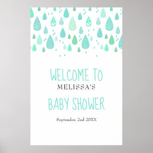 Baby shower Raindrops mignon / Affiche de bienvenu