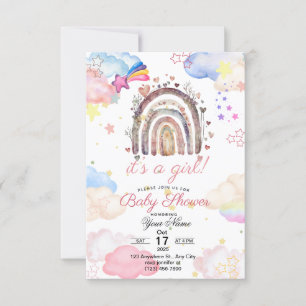 Baby shower Ratinbow invitation pour la petite fil