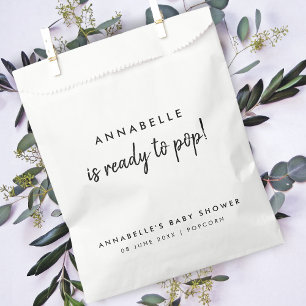 Baby Shower   Ready to Pop Modern Fun Popcorn Favour Bag