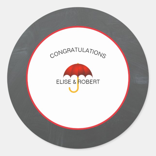 Baby Shower Red and Black Congratulations Classic Round Sticker (Front)