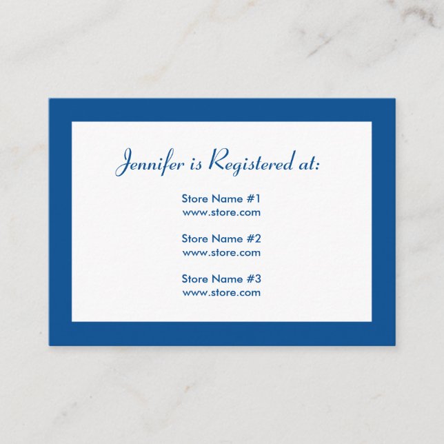 Baby Shower Registry Card with Date - Blue (Front)