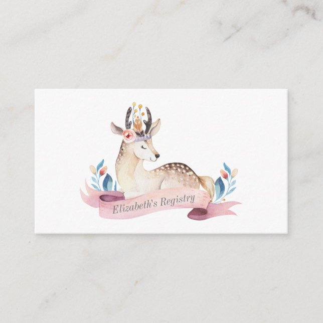Baby Shower Registry Woodland Deer Card (Front)