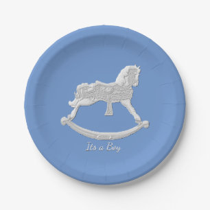Baby Shower Rocking Horse Personalize Paper Plate