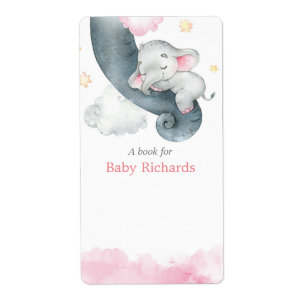 Baby shower rose bébé éléphant autocollants