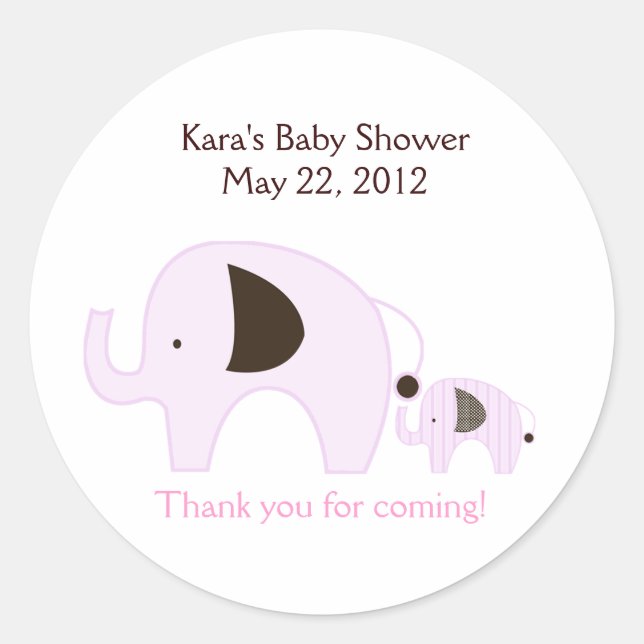 Baby shower rose Dottie Elephant Favoriser Sticker (Devant)