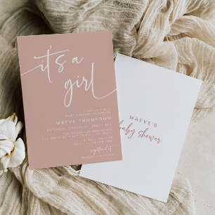 Baby shower rose Dusty moderne Invitation C'est un