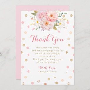 Baby shower rose et or Merci Cartes