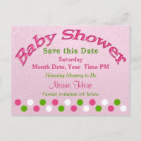 Baby shower rose et vert Enregistrer les cartes de