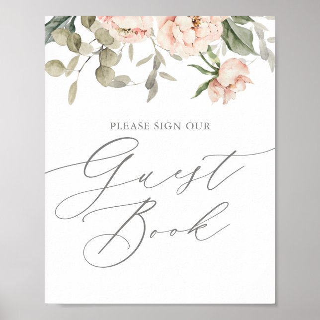 Baby shower rose floral papillon Livre d'or (Devant)