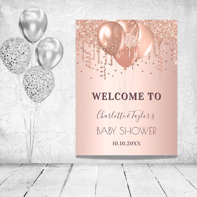 Baby Shower rose gold blush balloons welcome Poster (Creator Uploaded)