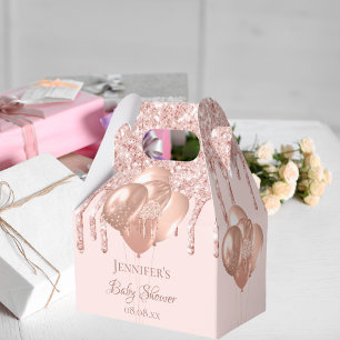 Baby Shower rose gold blush glitter balloons Favor Box