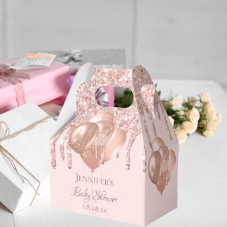 Baby Shower rose gold blush glitter balloons Favor Box