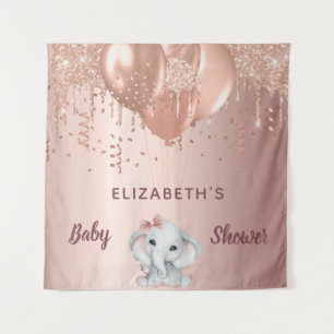 Baby Shower rose gold elephant girl balloons Tapestry