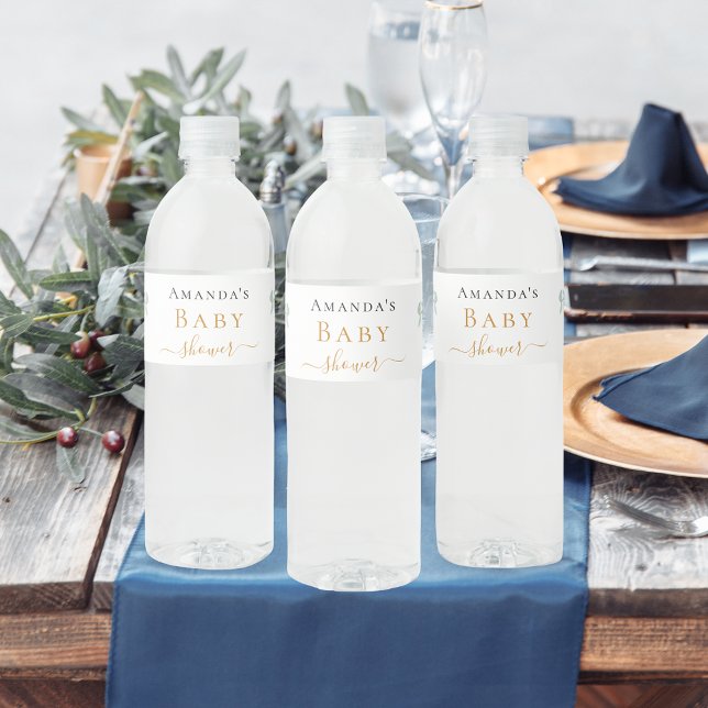 Baby Shower rose gold floral eucalyptus greenery Water Bottle Label (Creator Uploaded)