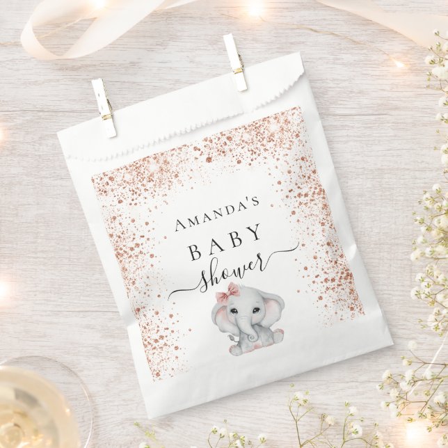 Baby Shower rose gold glitter elephant balloons  Favour Bag (Clipped)